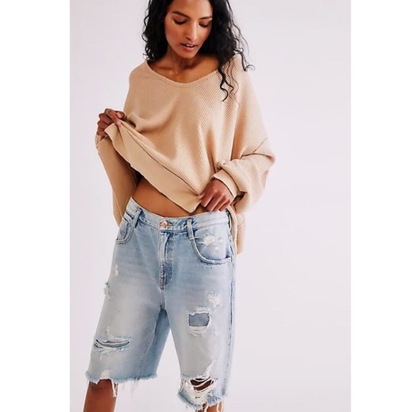 We The Free FREE PEOPLE Buttercup Oversize Thermal Top In Windswept Leaves - Picture 9 of 12